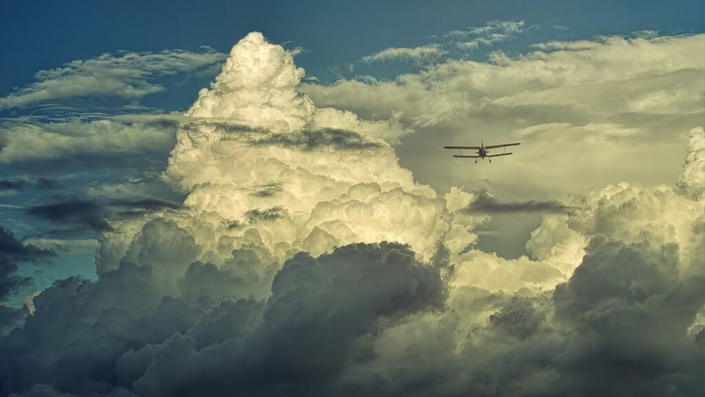 clouds, cloud formation, aircraft