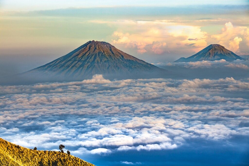 landscape, volcano, central java