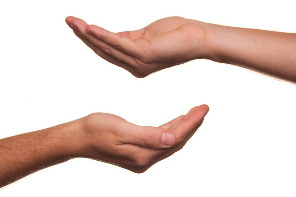 offering, hand, handful of