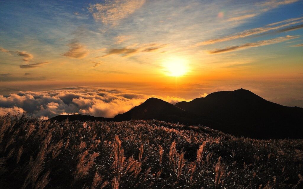 sky, mountain, clouds