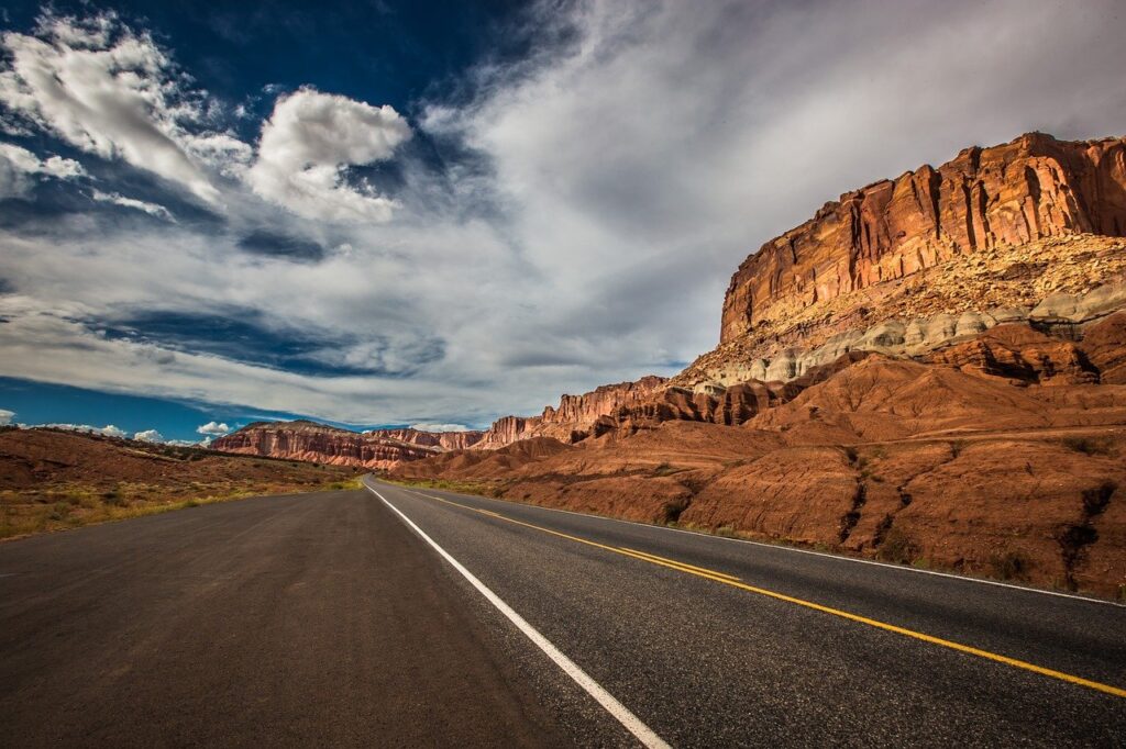 road, utah, rocks